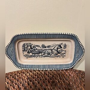 Vintage  Currier & Ives  "THE ROAD, WINTER"  Butter Dish Base only Royal China